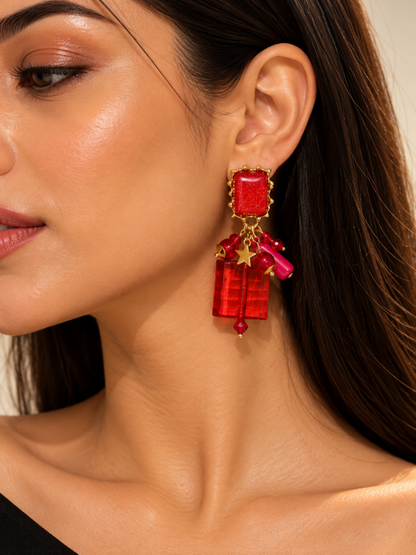Starlight Charm Statement Drop Earrings