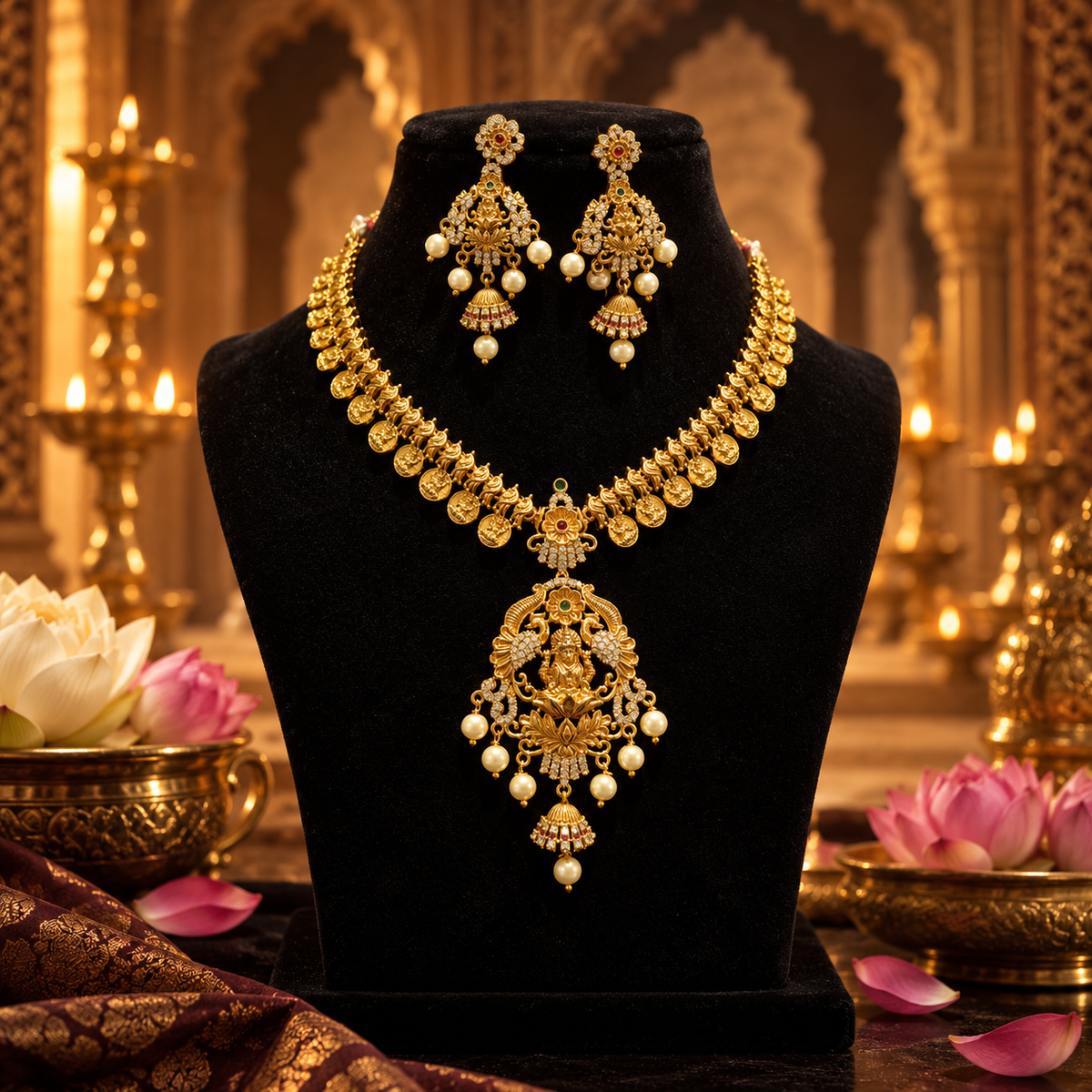 Mahalakshmi Ratna Premium Matte Finish Necklace Set