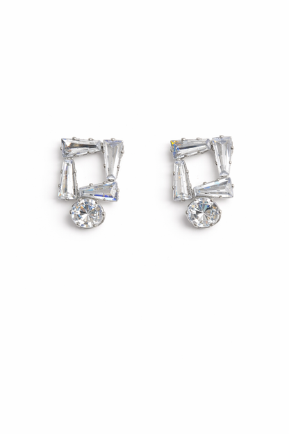 Crystal Frame Statement Stud Earrings
