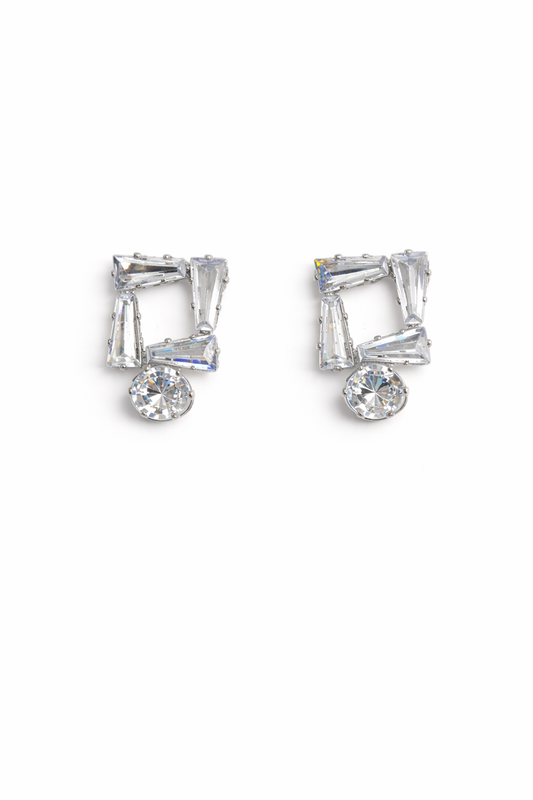 Crystal Frame Statement Stud Earrings