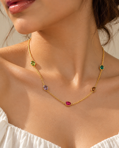 Aurora Prism Station Necklace | 18K gold-plated finish