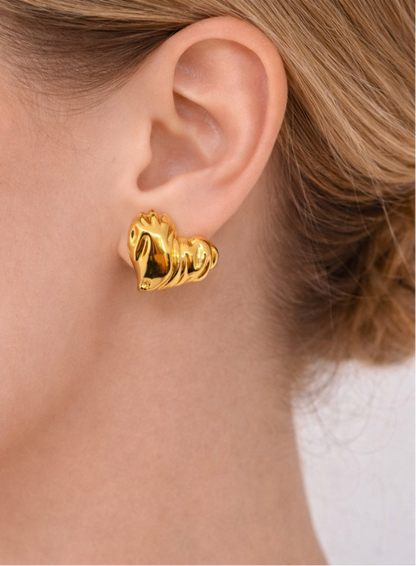 Molten Heart Stud Earrings