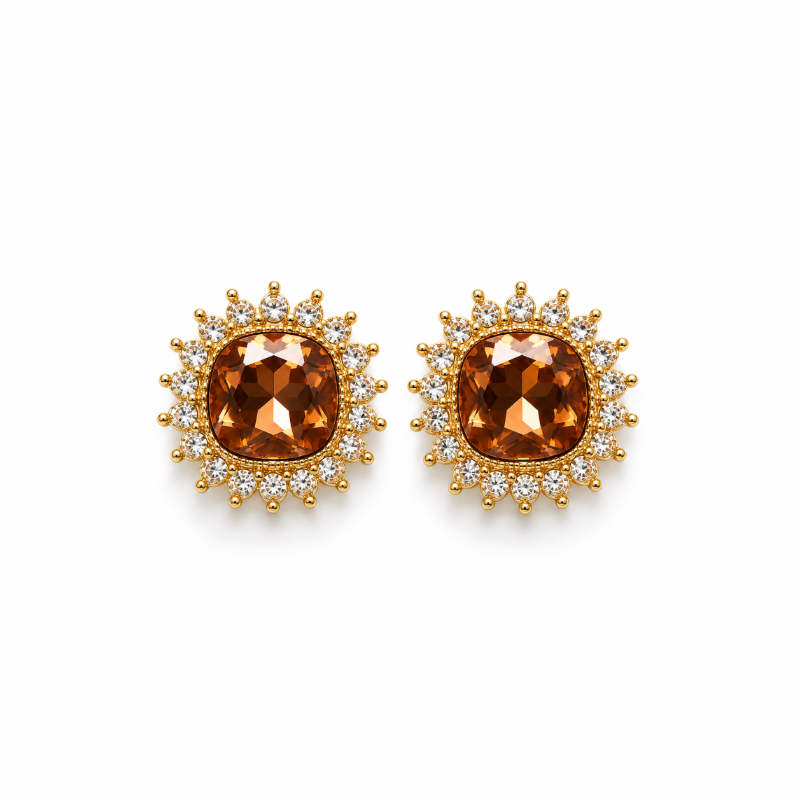 Amber Royale Crystal Stud Earrings