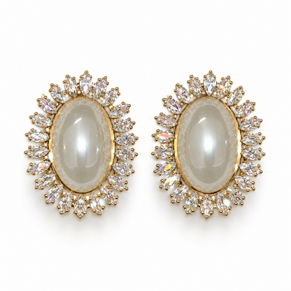 Celeste Pearl Halo Stud Earrings