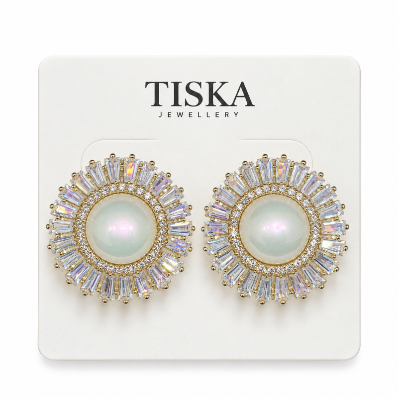 Celeste Pearl Radiance Stud Statement Earrings