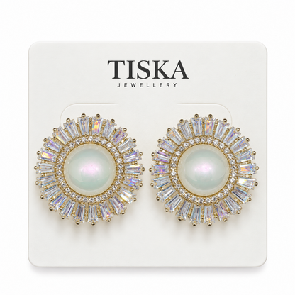 Celeste Pearl Radiance Stud Statement Earrings