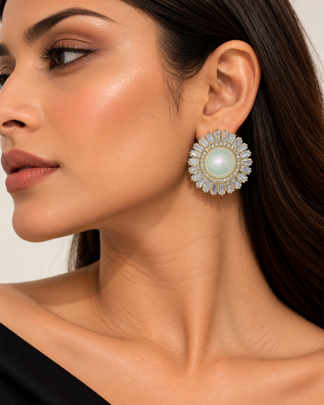 Celeste Pearl Radiance Stud Statement Earrings