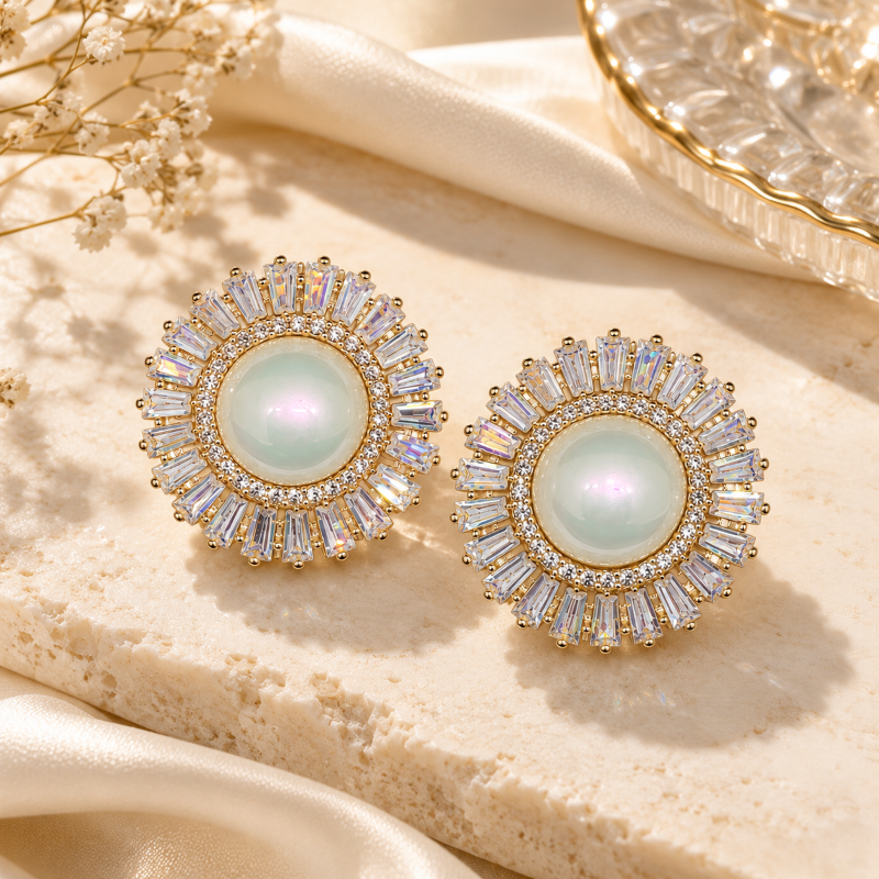 Celeste Pearl Radiance Stud Statement Earrings