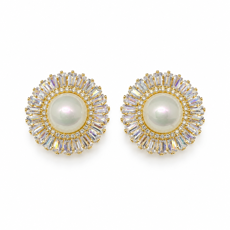 Celeste Pearl Radiance Stud Statement Earrings