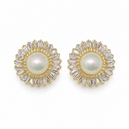 Celeste Pearl Radiance Stud Statement Earrings