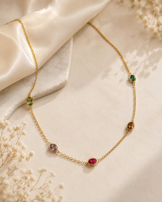 Aurora Prism Station Necklace | 18K gold-plated finish