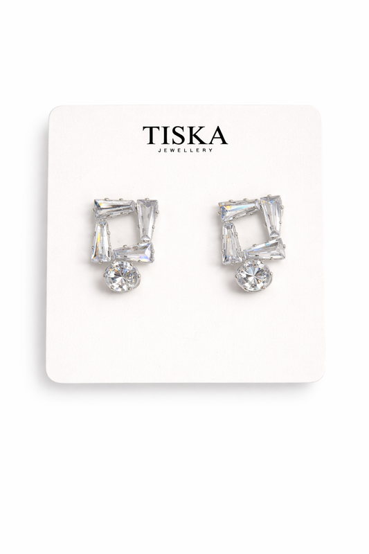 Crystal Frame Statement Stud Earrings