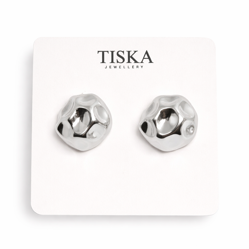Molten Silver Statement Stud Earrings