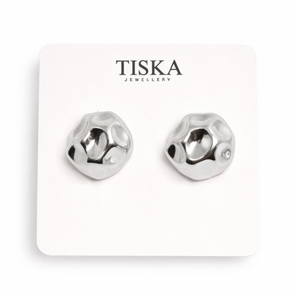 Molten Silver Statement Stud Earrings