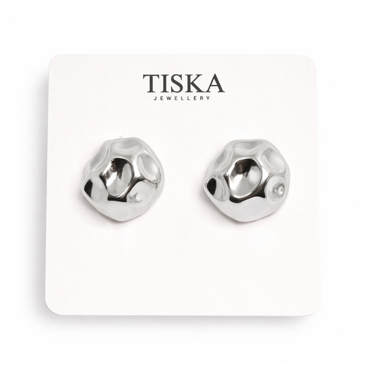 Molten Silver Statement Stud Earrings