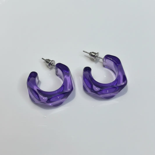 Glassy Chunk Hoops Earrings