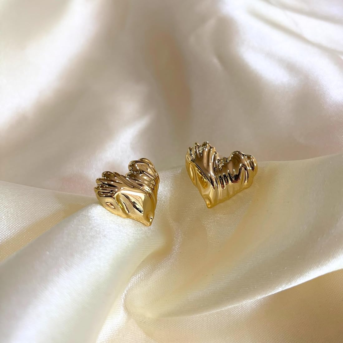 Molten Heart Stud Earrings