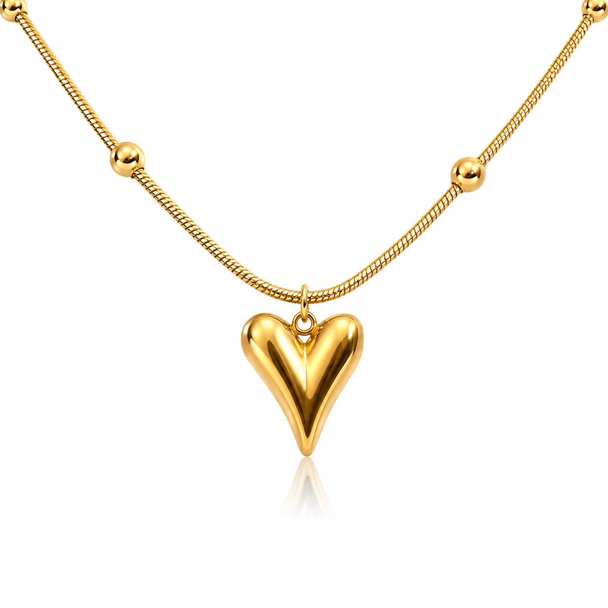 Valentina Heart Station Necklace 18K gold-plated finish | Luxe Collection | Timeless Elegance | Everyday Luxury