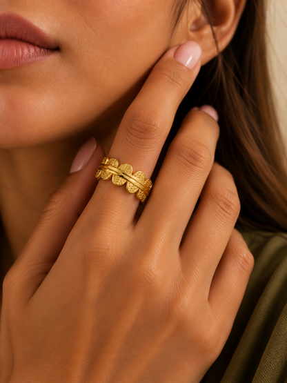 Golden Leaf Wrap Ring  (Anti Tarnish)