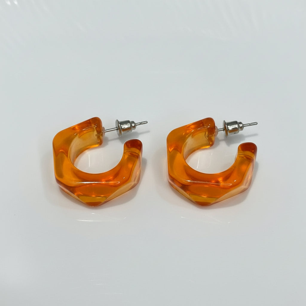Glassy Chunk Hoops Earrings