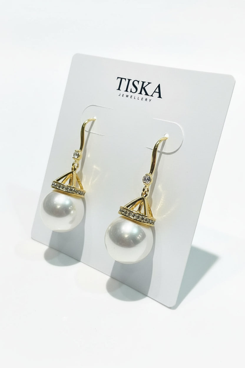18K Gold Royal Pearl Drop Earrings