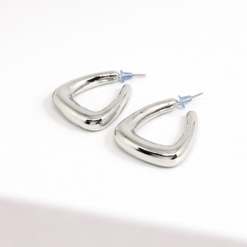 Silver Geo Loop Earrings