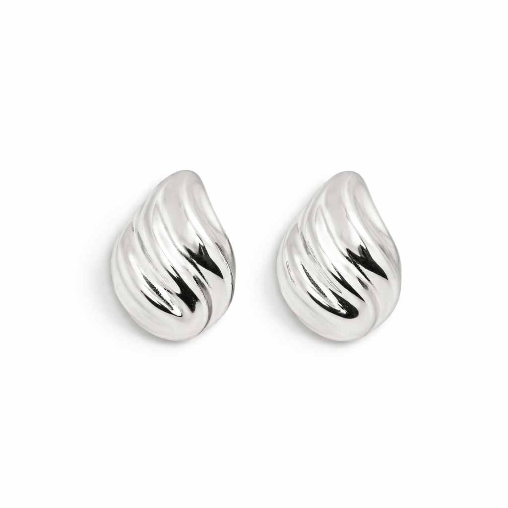 Molten Wave Statement Stud Earrings (Gold & Silver)