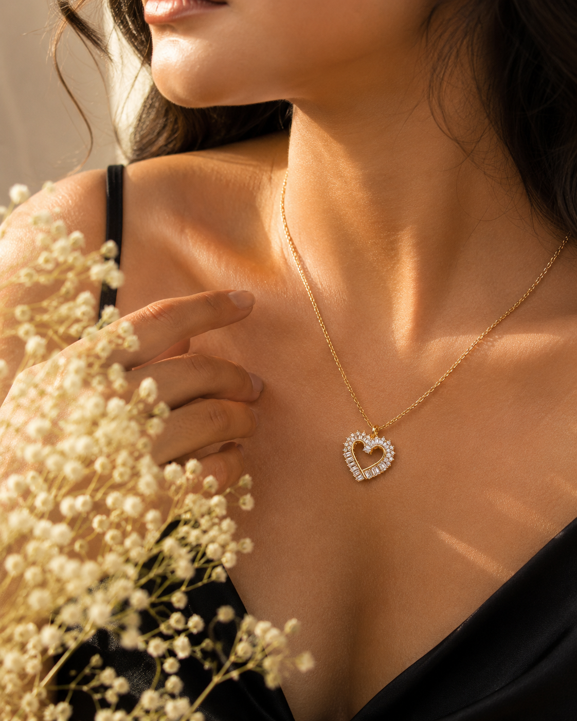 Valentina Crystal Heart Necklace | 18K gold-plated finish | Luxe Collection | Romantic Elegance | Timeless Sparkle