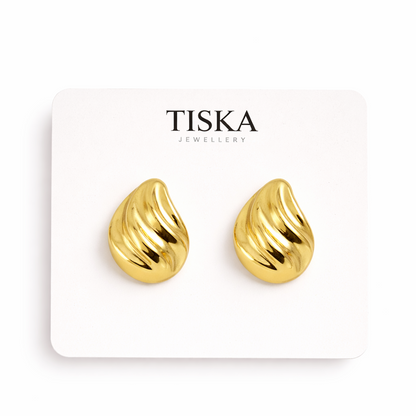 Molten Wave Statement Stud Earrings (Gold & Silver)