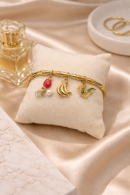 Golden Charm Story Bracelet (Anti Tarnish)