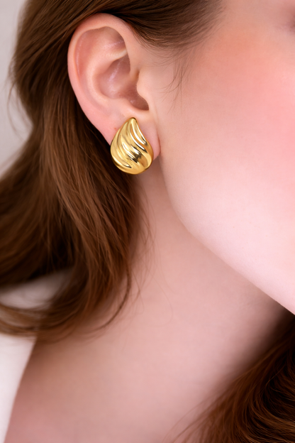 Molten Wave Statement Stud Earrings (Gold & Silver)