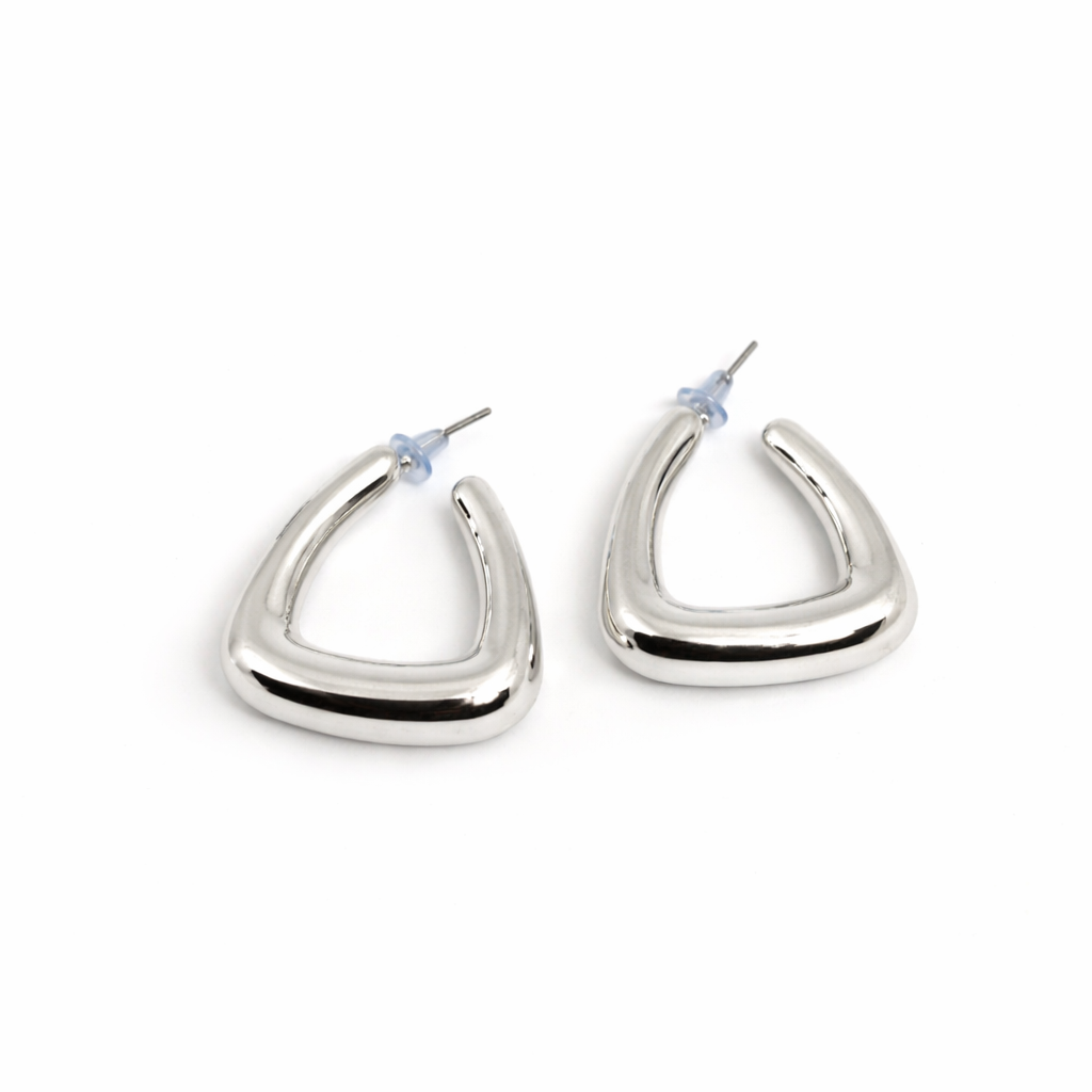 Silver Geo Loop Earrings