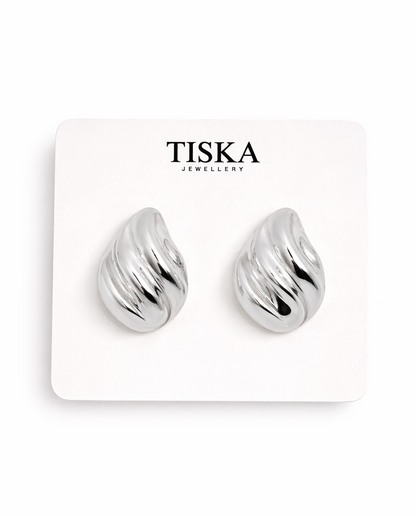 Molten Wave Statement Stud Earrings (Gold & Silver)