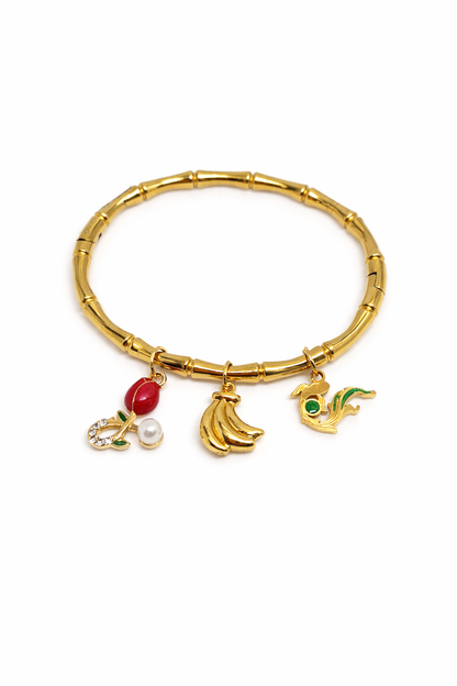 Golden Charm Story Bracelet (Anti Tarnish)