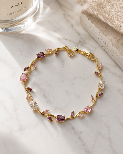 Rosé Vine Crystal Tulip Bracelet