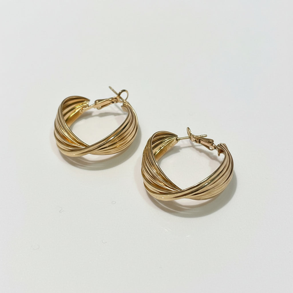 Golden Swirl Hoops (Anti Tarnish)