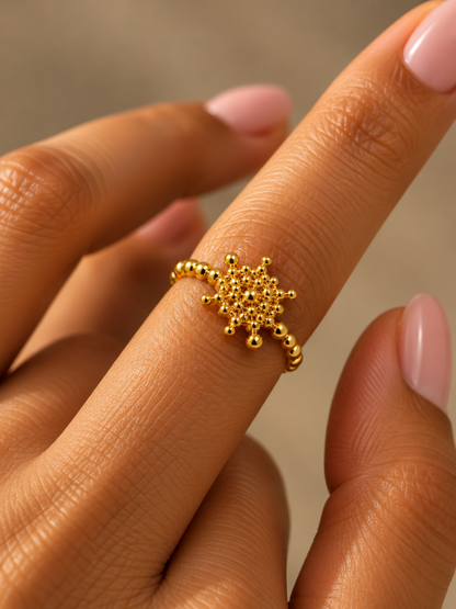 Celestial Bloom Gold Adjustable Ring (Anti Tarnish)