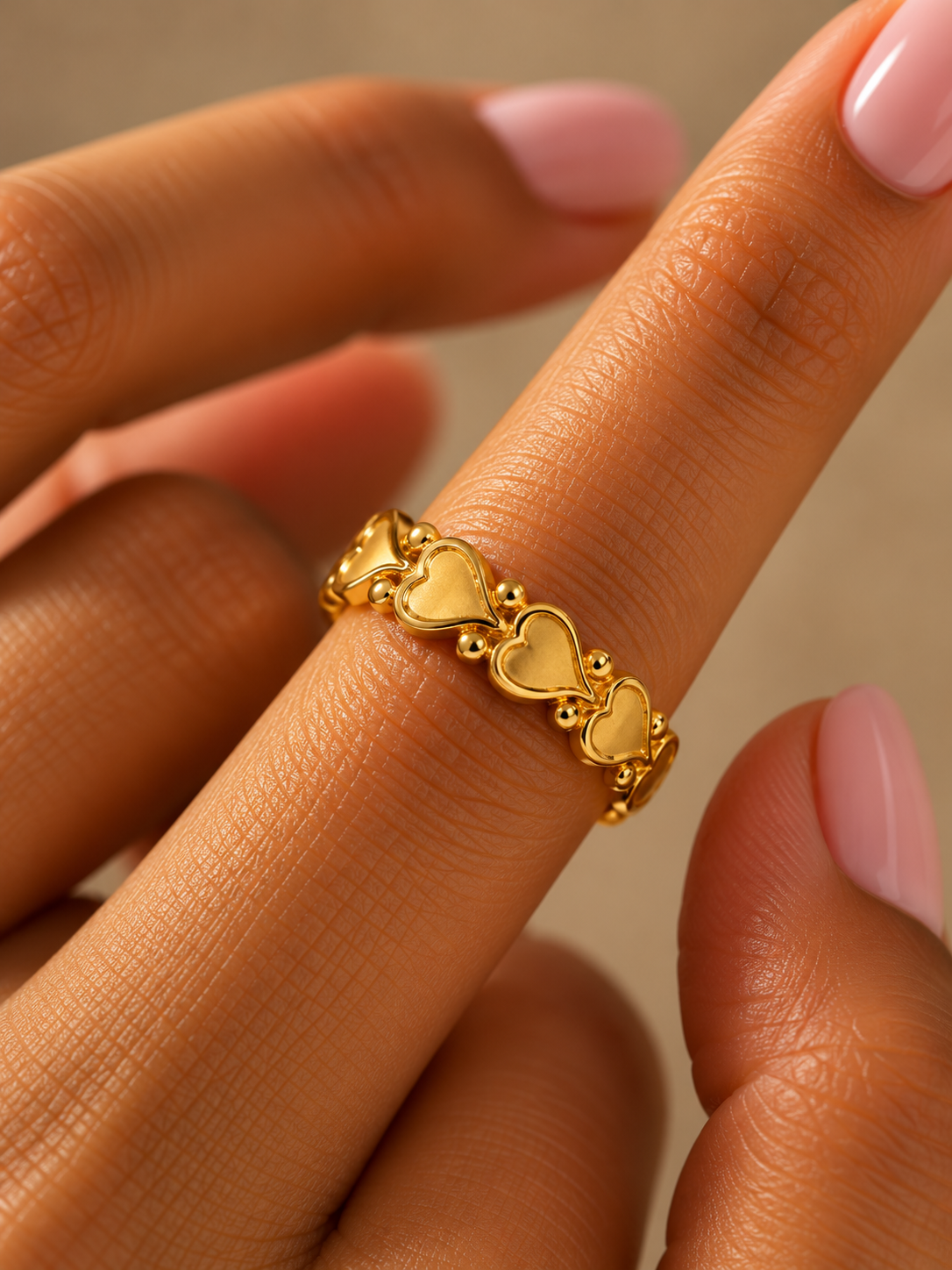 Heart Charm Adjustable Ring  (Anti Tarnish)