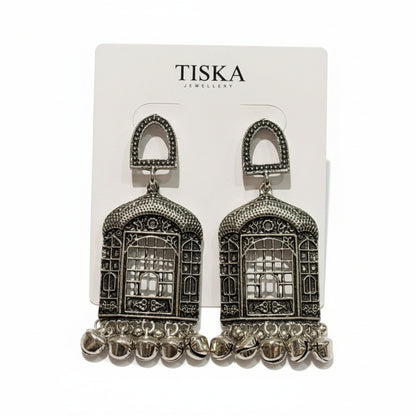 Heritage Arch Oxidised Jhumka Earrings