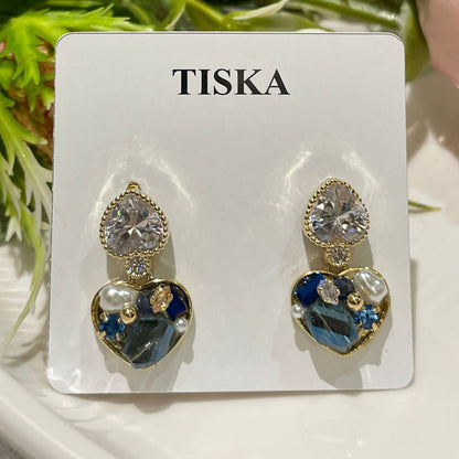 Crystal Heart Drop Earrings