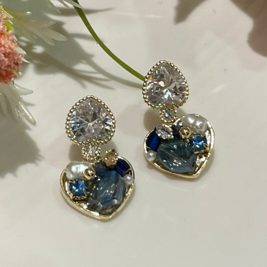 Crystal Heart Drop Earrings