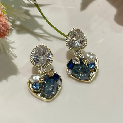 Crystal Heart Drop Earrings