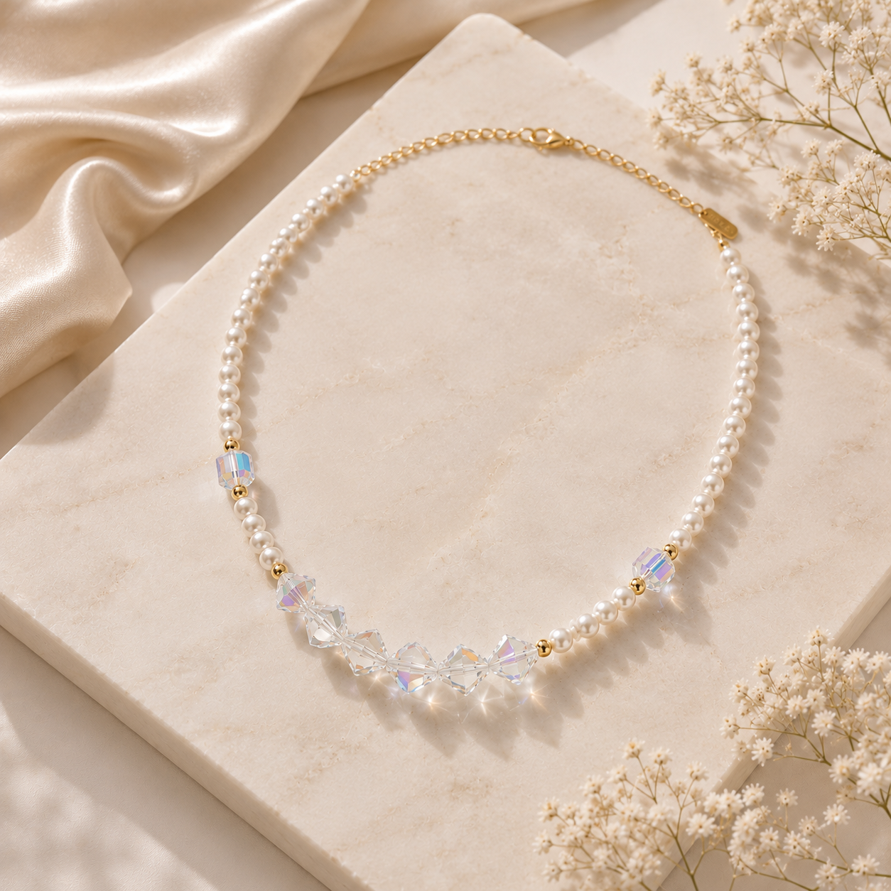 Pearl & Crystal Statement Necklace