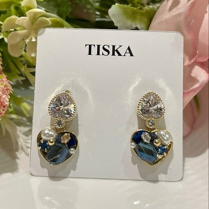 Crystal Heart Drop Earrings