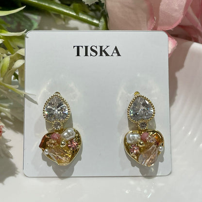 Crystal Heart Drop Earrings