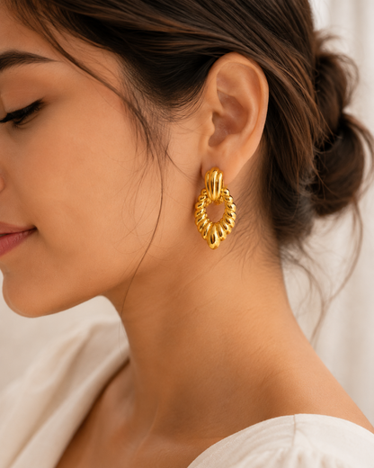 Valentina Sculpted Gold Drop Earrings