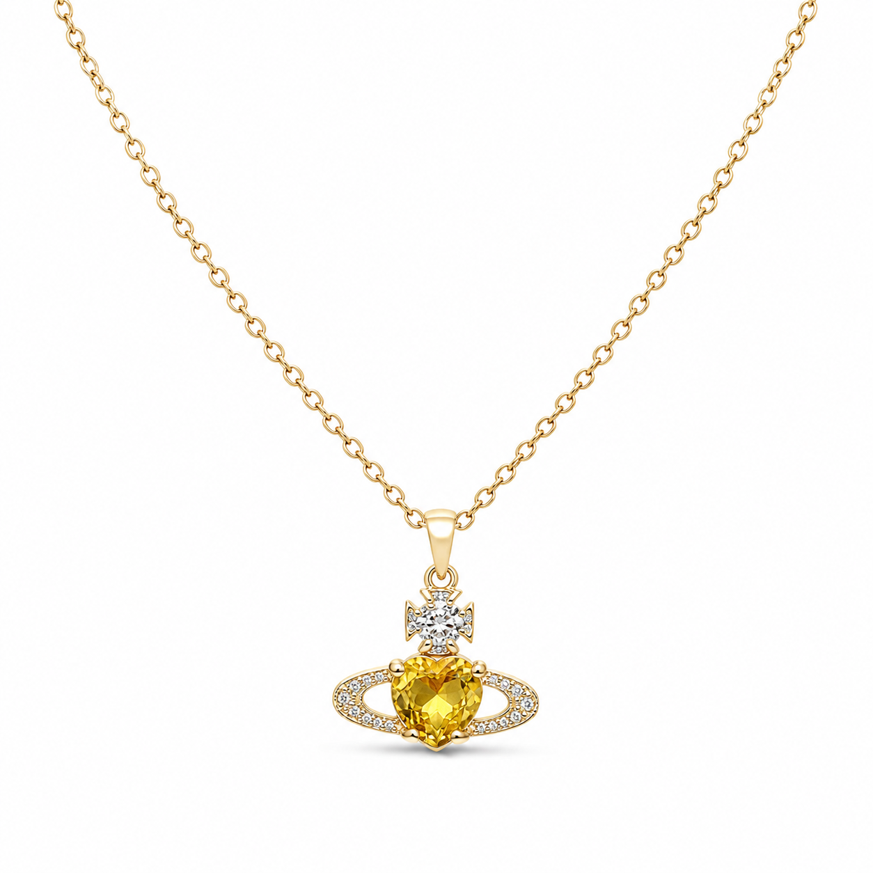 Aurora Saturn Crystal Necklace