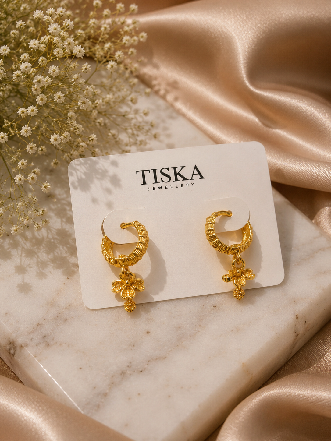 Noor Pushp Charm Hoop Earrings