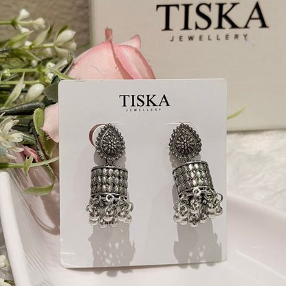 Classic Oxidised Jhumki Drop Earrings