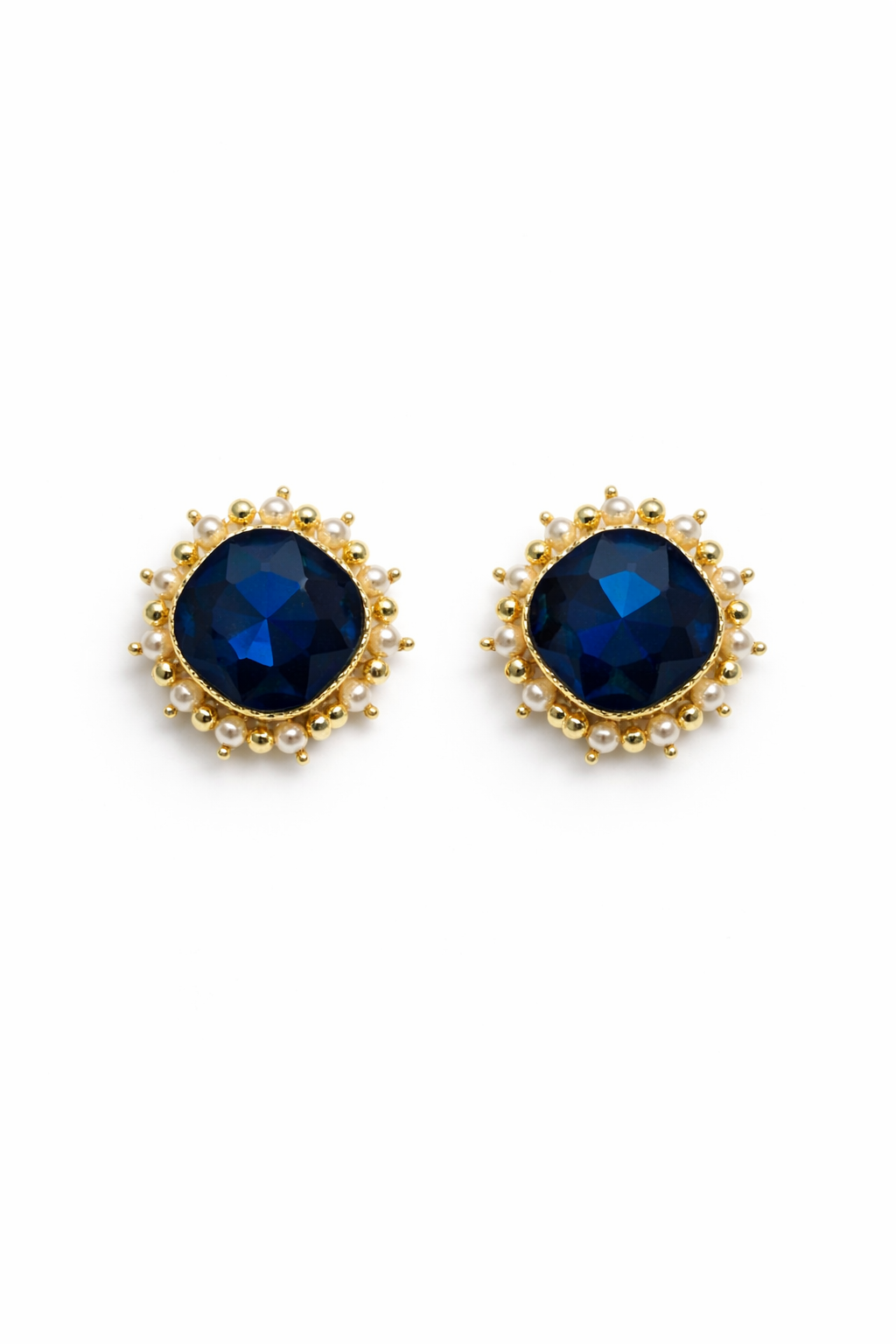 Midnight Pearl Halo Stud Earrings